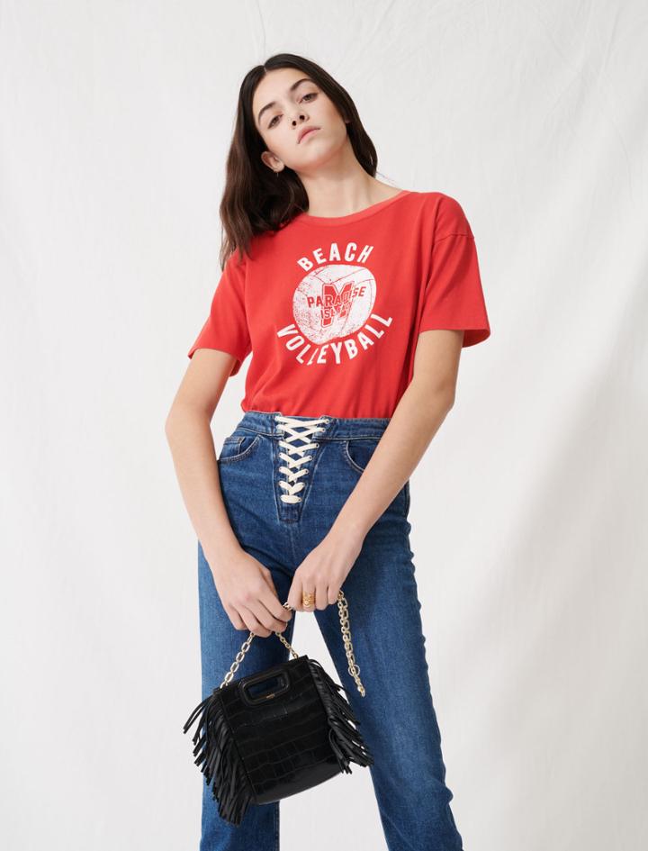 Maje Denim Blue Jeans With Lace Fastening