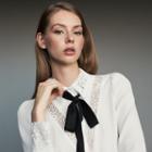Maje Lavalier Shirt With Lace