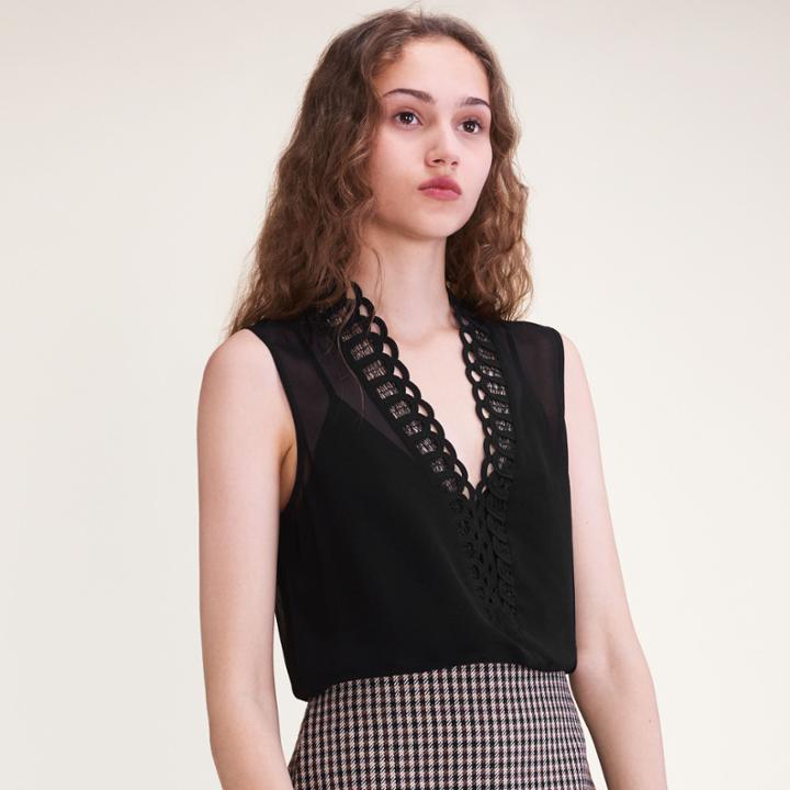 Maje Embellished Voile Top