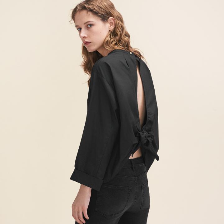 Maje Wide-cut Blouse With Open Back