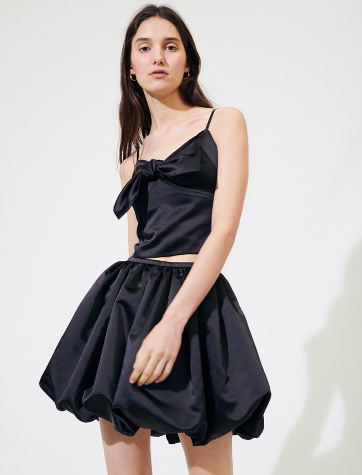 Maje Satin Puff Mini Skirt