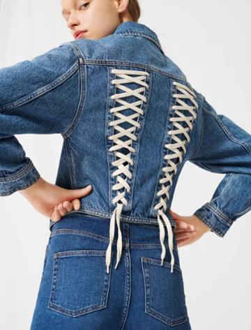 Maje Denim Jacket, Corset Lacing At The Back