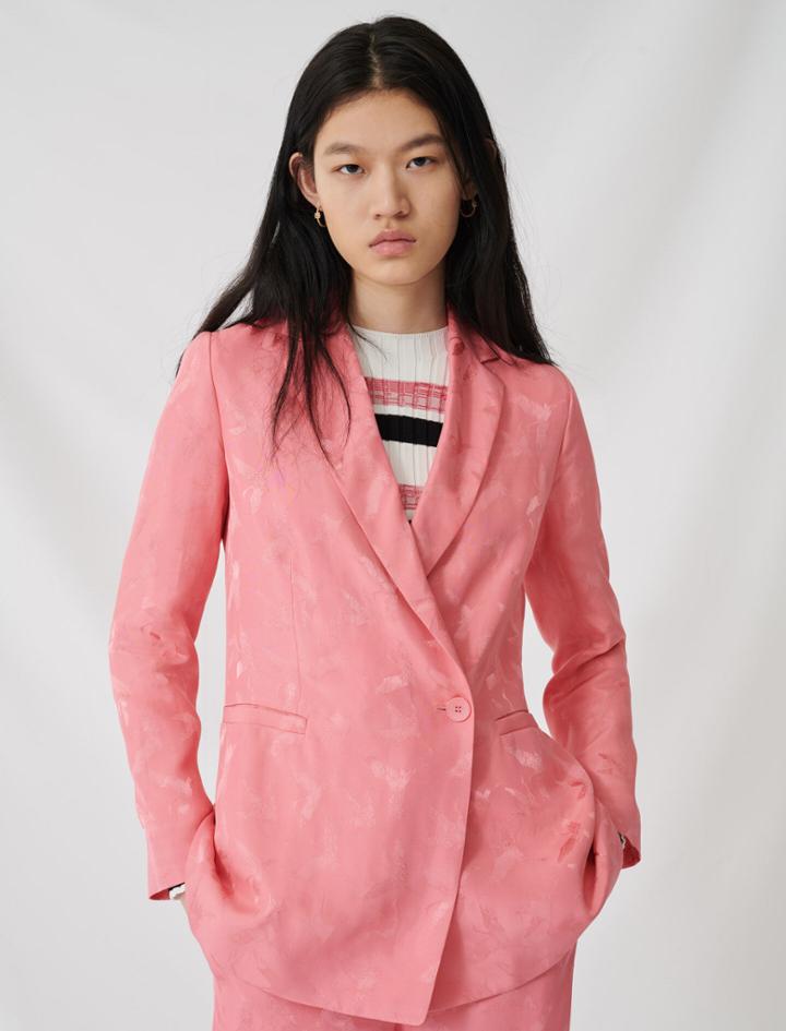 Maje Satiny Jacquard Double-breasted Jacket