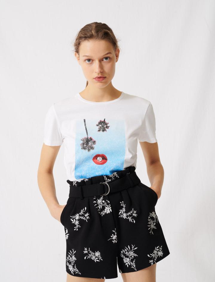 Maje White Screen-printed T-shirt