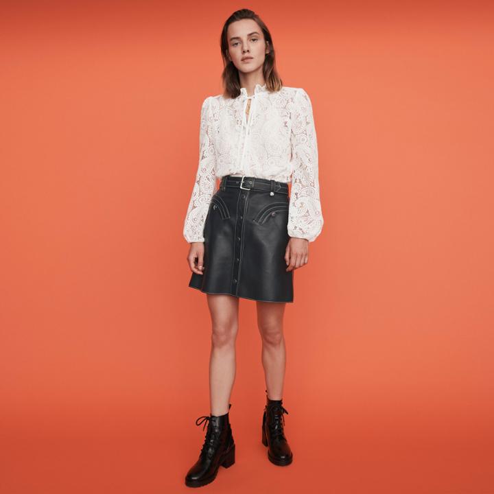 Maje Guipure Top With Paisley Detail