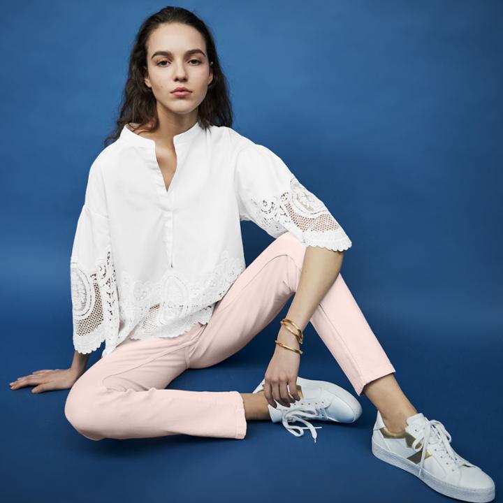 Maje Cotton Top With Lace Detailing