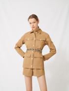 Maje Camel Coatwith Embroidered Belt