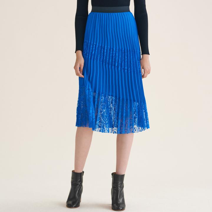 Maje Pleated Skirt With Lace