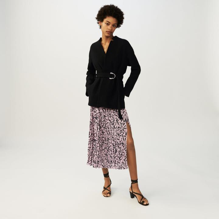 Maje Cropped Belted Coat