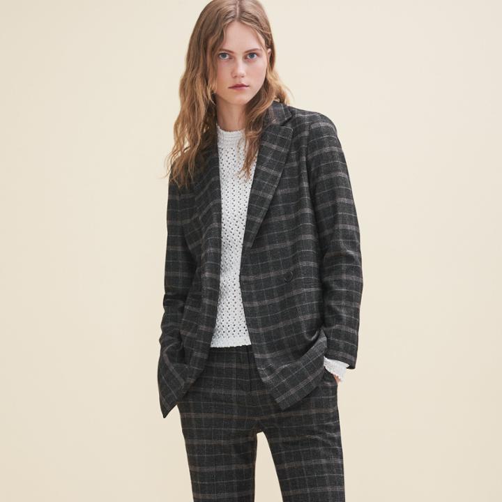 Maje Long Tartan Jacket