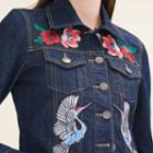 Maje Denim Jacket With Embroidered Crests