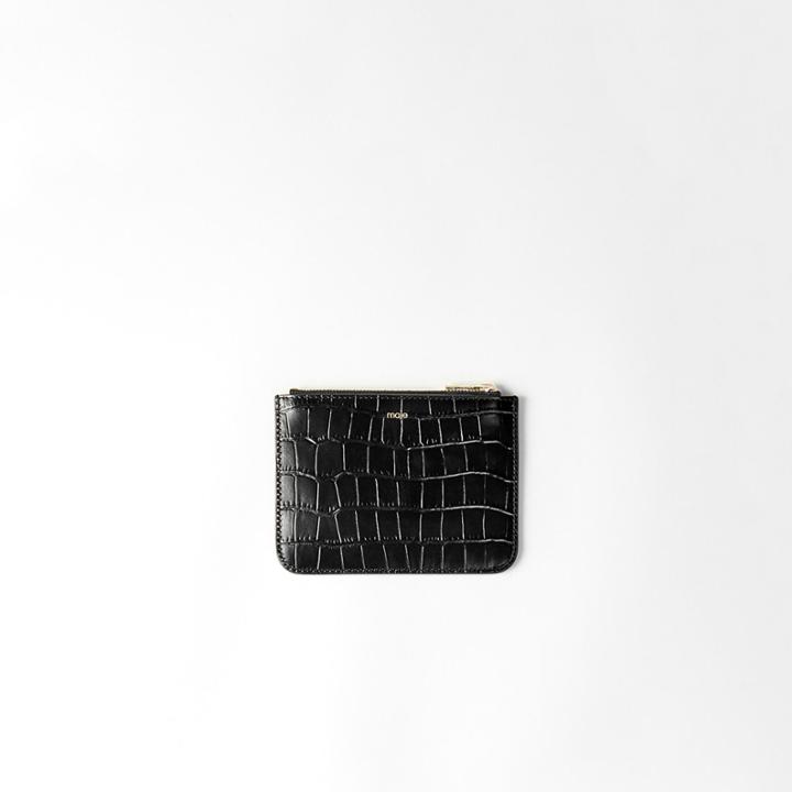 Maje Zipped Embossed-leather Pouch
