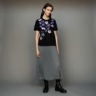 Maje Cotton T-shirt With Floral Embroidery
