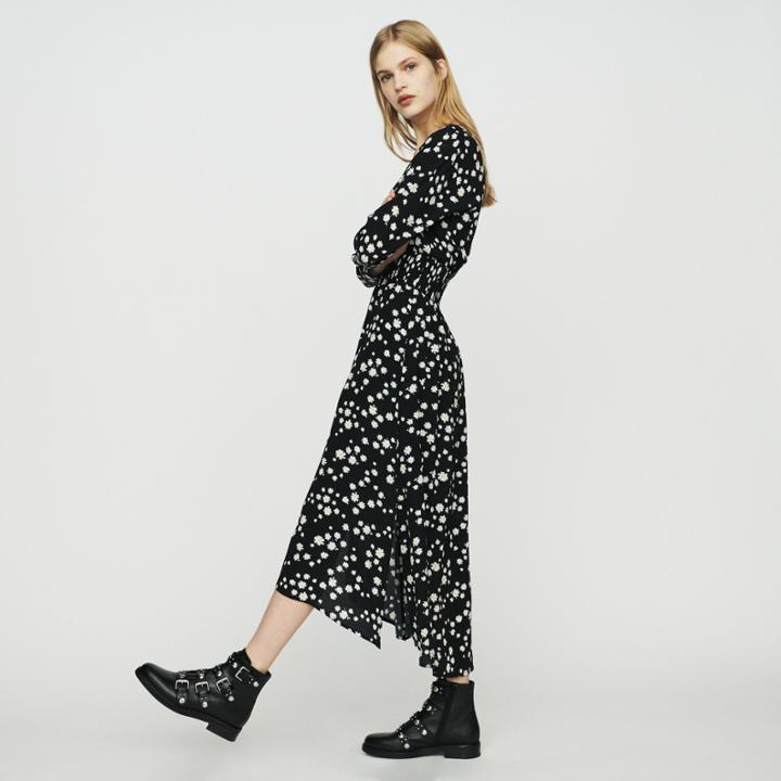 Maje Long Dress With Daisy Print