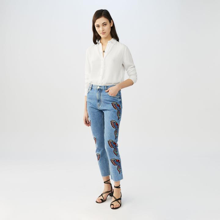 Maje Straight Cut Jeans With Embroidery