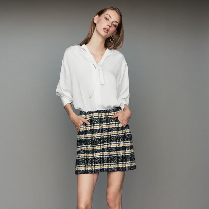 Maje Short Plaid Skirt