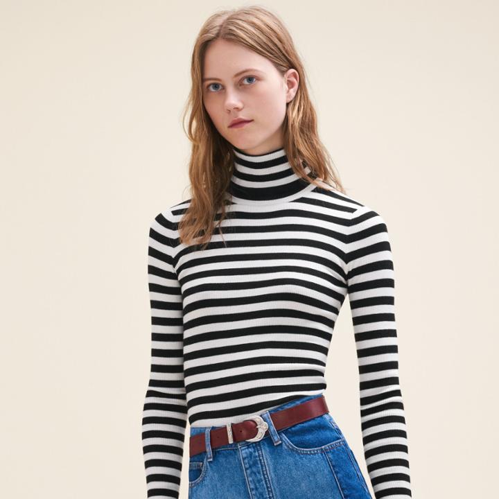 Maje Striped Roll-neck Jumper