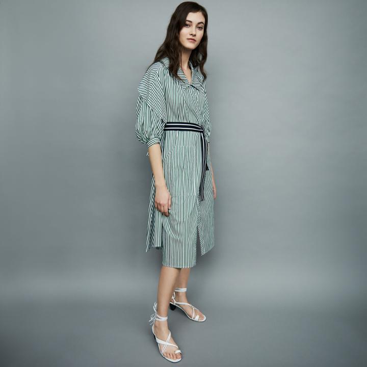 Maje Deconstructed Striped Shirt Dress
