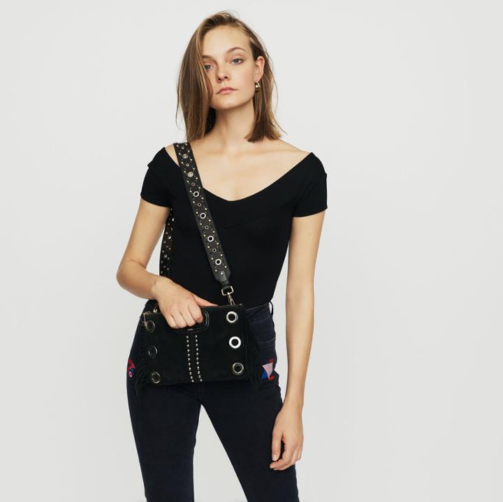 Maje Removable Studded Leather Shoulder Strap