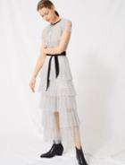 Maje Long Dress In Dotted Swiss Tulle