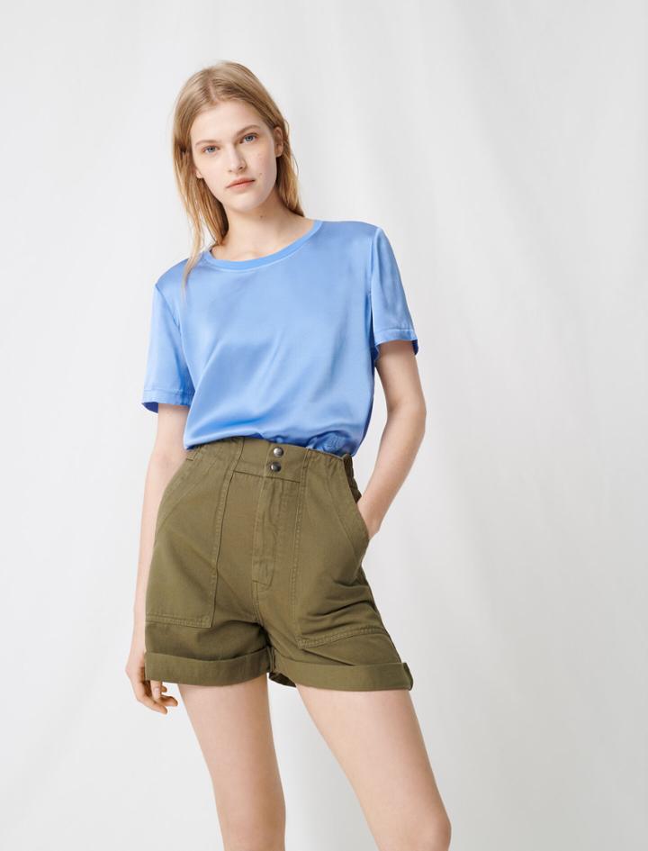 Maje Loose-fitting Material-mix T-shirt