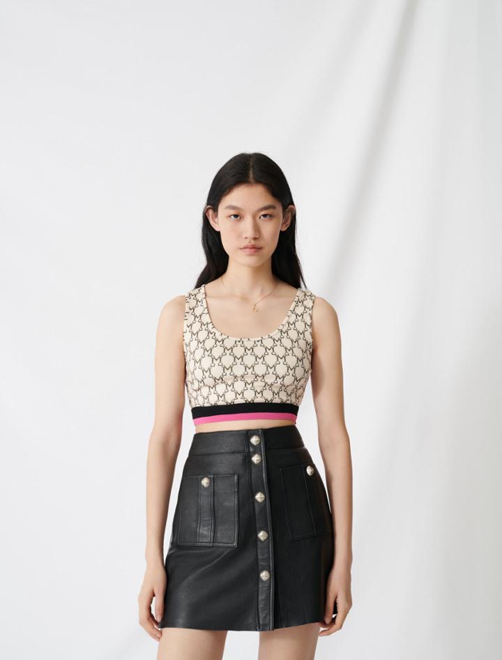 Maje Sporty Crop Top With All-over Monogram