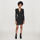 Maje Paisley Draped Dress With Rhinestones