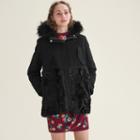 Maje Parka In Cotton And Curly Sheepskin