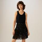 Maje Embroidered Swiss-dot Flounce Skirt