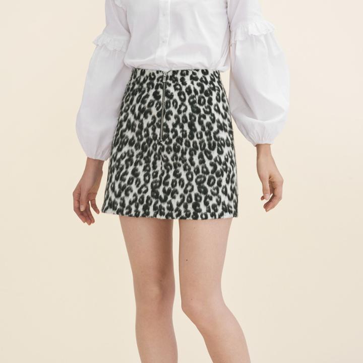 Maje Leopard-print A-line Skirt
