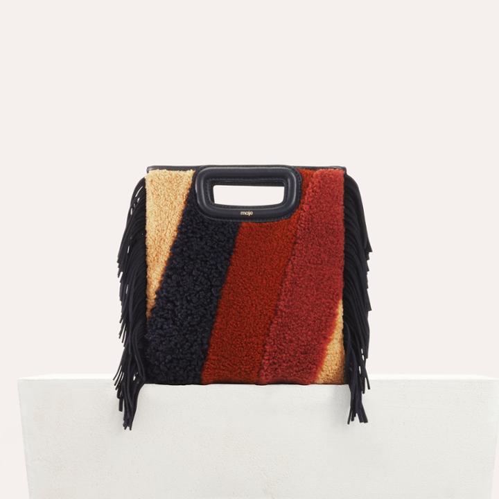 Maje M Bag In Shearling And Leather
