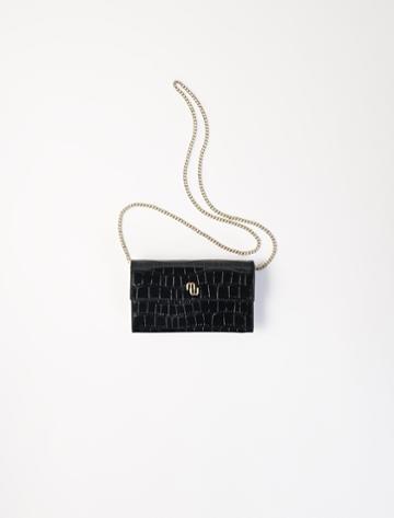 Maje Yellow Crocodile Wallet With Chain