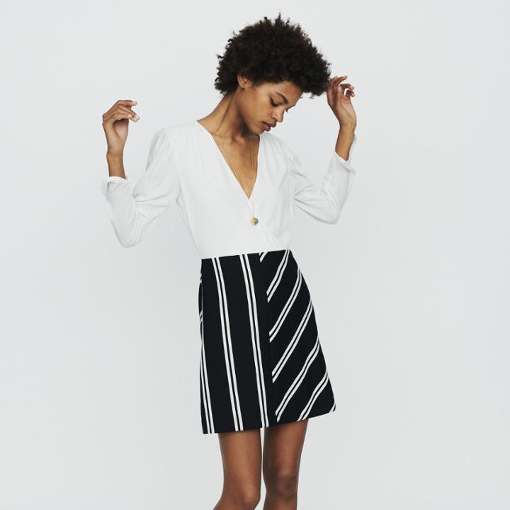 Maje Bimaterial Straight Dress