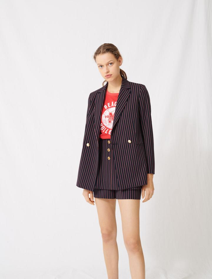 Maje Striped Double-breasted Jacket