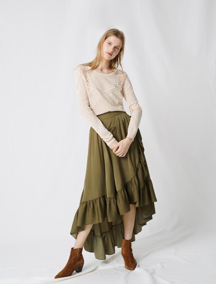 Maje Ruffled Boho Skirt