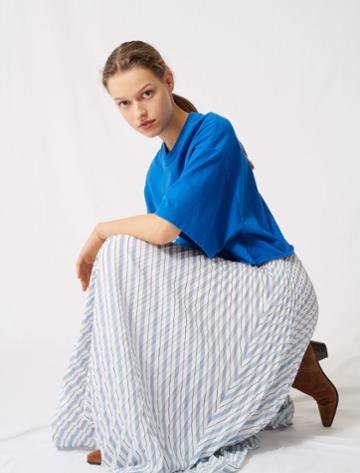 Maje Striped And Pleated Elasticated Skirt