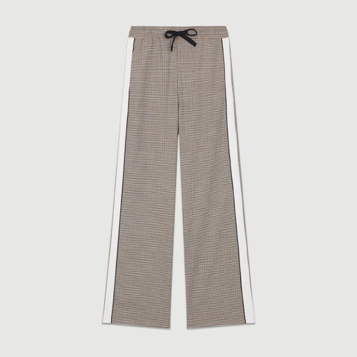 Maje Elastic Waist Plaid Pants