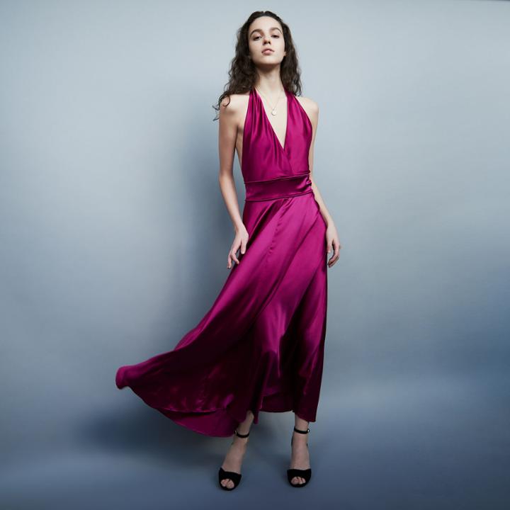 Maje Long Sleeveless Silk Dress