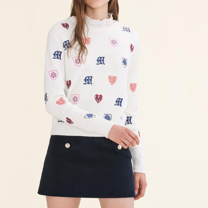 Maje Embroidered Knit Jumper