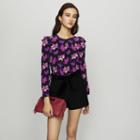 Maje Crepe Top With Floral Print