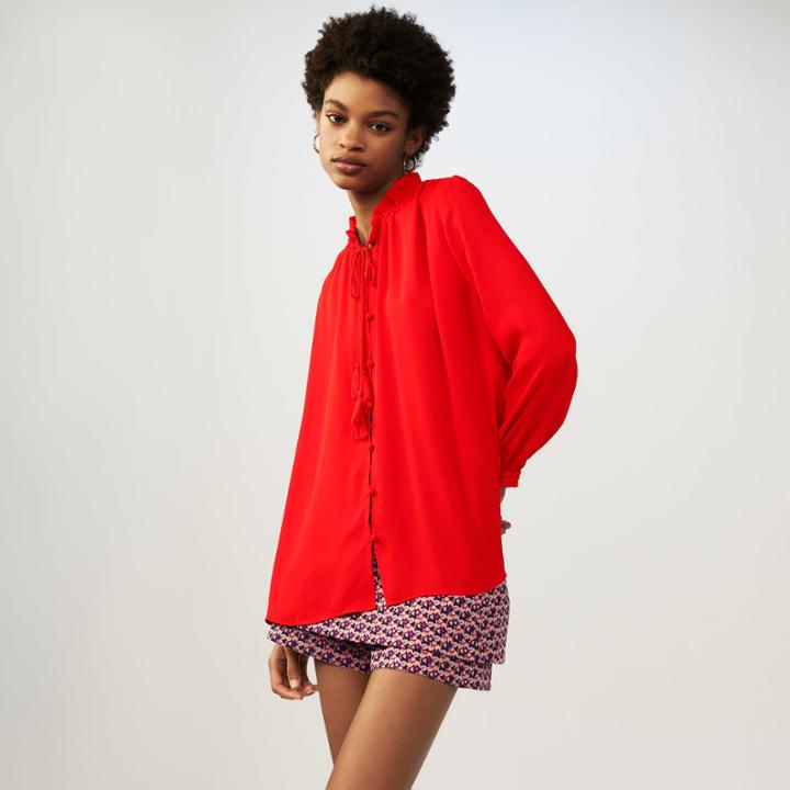 Maje Flowing Blouse With Cord Tie