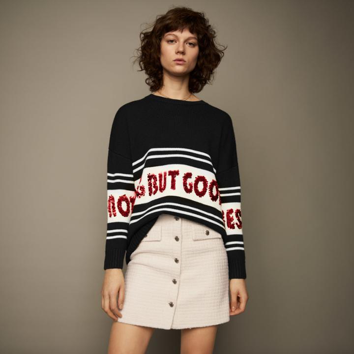 Maje Striped And Sequined Sweater