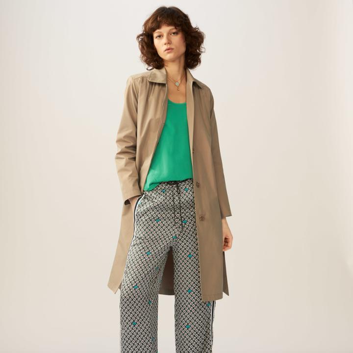 Maje Trench Coat With Pleated Detail