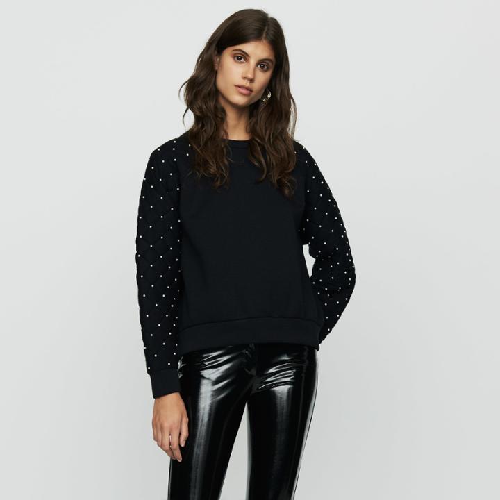 Maje Sweashirt With Pearls And Quilting