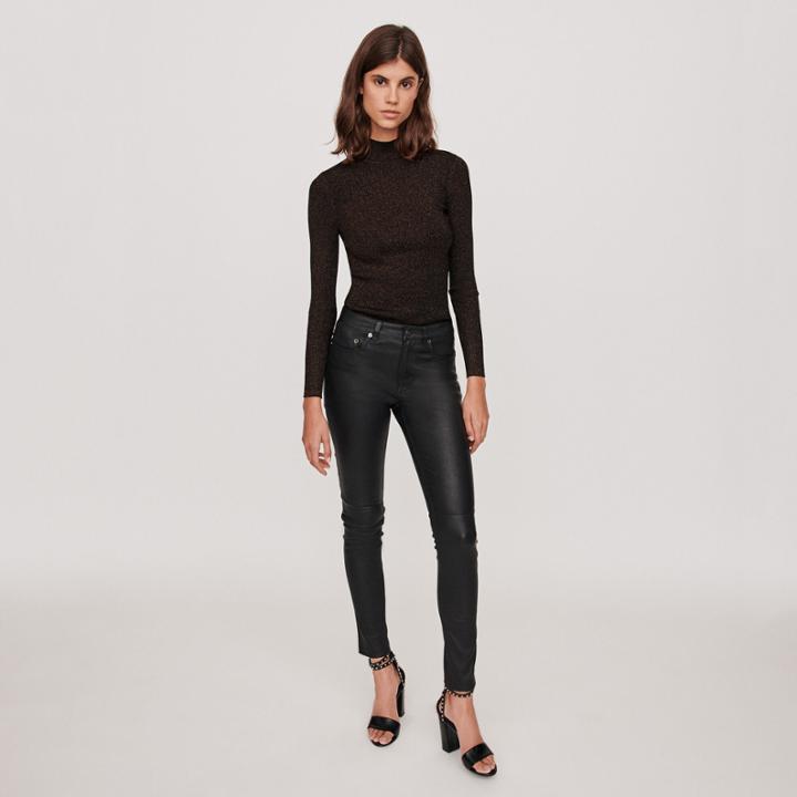 Maje Cigarette Pant In Sheep Leather