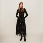 Maje Star-embroidered Tulle Skirt