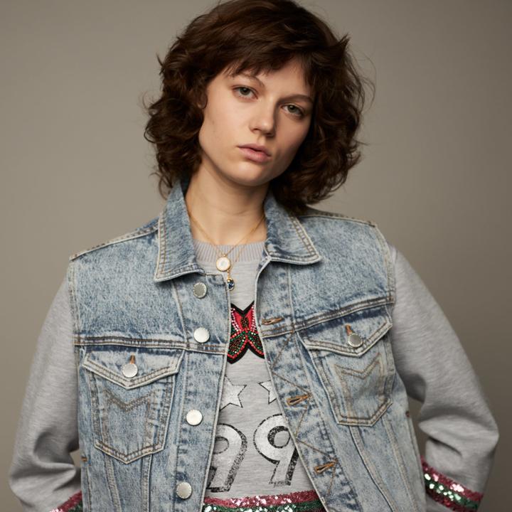 Maje Sleeveless Denim Vest