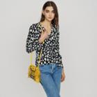 Maje Printed Wrap V-neck Top
