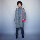 Maje Wool Plaid Coat