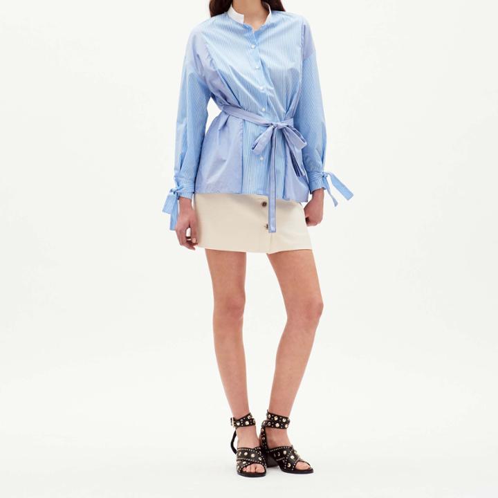 Maje Bimaterial Printed Shirt Stripe